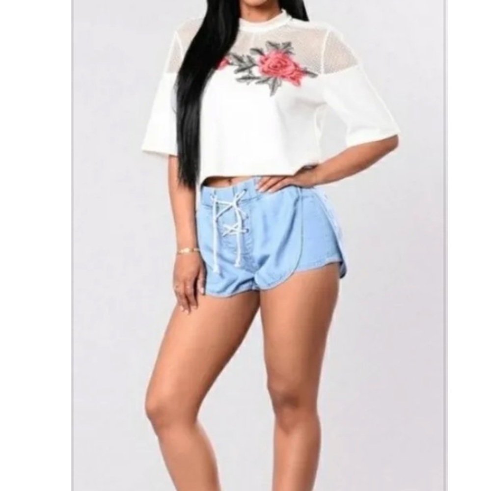 Fashion Nova Denim Blue Dolphin Shorts NWOT